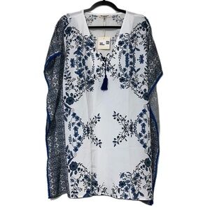 FREE GENERATION women’s one size cover up white & blue lace up tie close new NWT